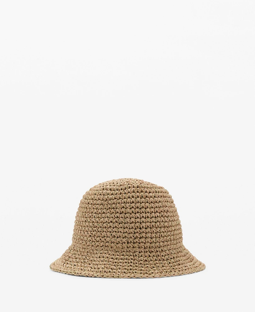 Mango Women's Lurex Straw Bucket Hat