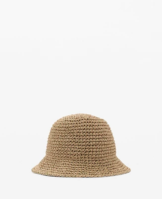 Mango Women's Lurex Straw Bucket Hat