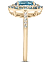 London Blue Topaz (2-1/10 ct. t.w.) & Diamond (1/5 ct. t.w.) Oval Halo Ring in 14k Gold