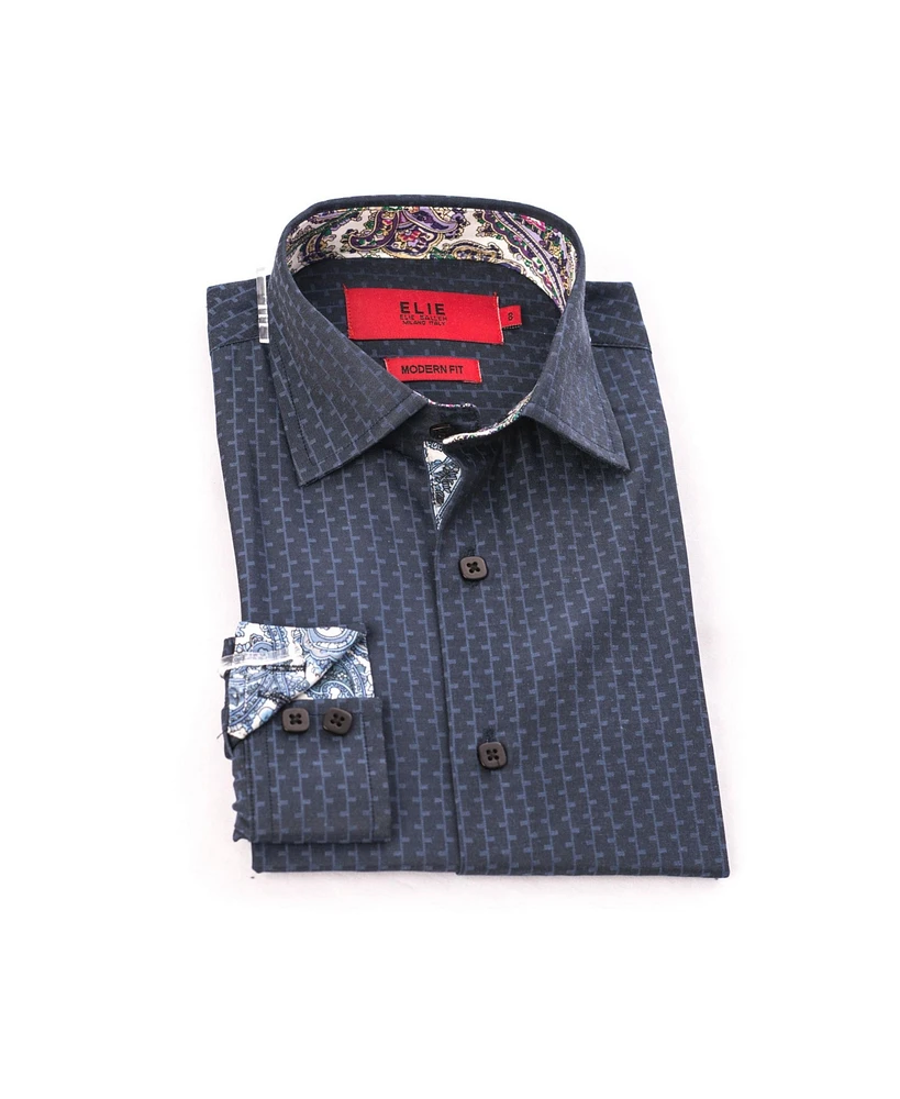 Elie Balleh Little Boys Navy Button-Down Slim Fit Shirt