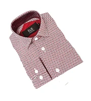 Elie Balleh Big Boys Red Printed Short Sleeve Button-Down Slim Fit Shirt