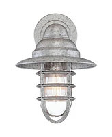 Marlowe 13 1/4" High Farmhouse Rustic Modern Hooded Cage Outdoor Wall Light Fixture Mount Porch House Exterior Outside Set of 2 Edison Bulb Weath