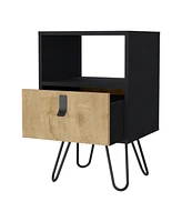 One Drawer Faux Wood Nightstand for Compact Bedroom Storage and Organization