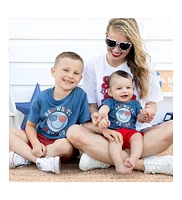 Sweet Wink Baby Boys Red, White, and Cool Patriotic Smiley Short Sleeve Bodysuit