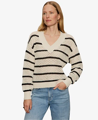 Sanctuary Women's Airy Openwork V-Neck Sweater