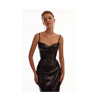 Milla Women's Sensational spaghetti straps sequined corset