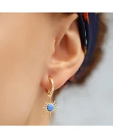 Spero London Blue Opal Northernstar Drop Hoop Earring Sterling Silver