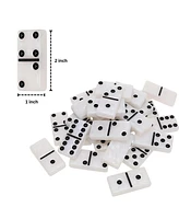 We Games Double 6 Marbleized Dominoes in Magnetic Wooden Travel Box, White Color