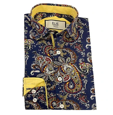 Elie Balleh Little Boys Blue Paisley Slim Fit Shirt