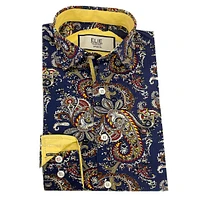 Elie Balleh Little Boys Blue Paisley Slim Fit Shirt