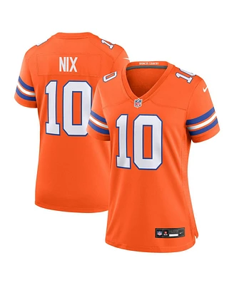 Nike Women's Bo Nix Orange Denver Broncos Mile High Collection 1977 Throwback Player Game Jersey
