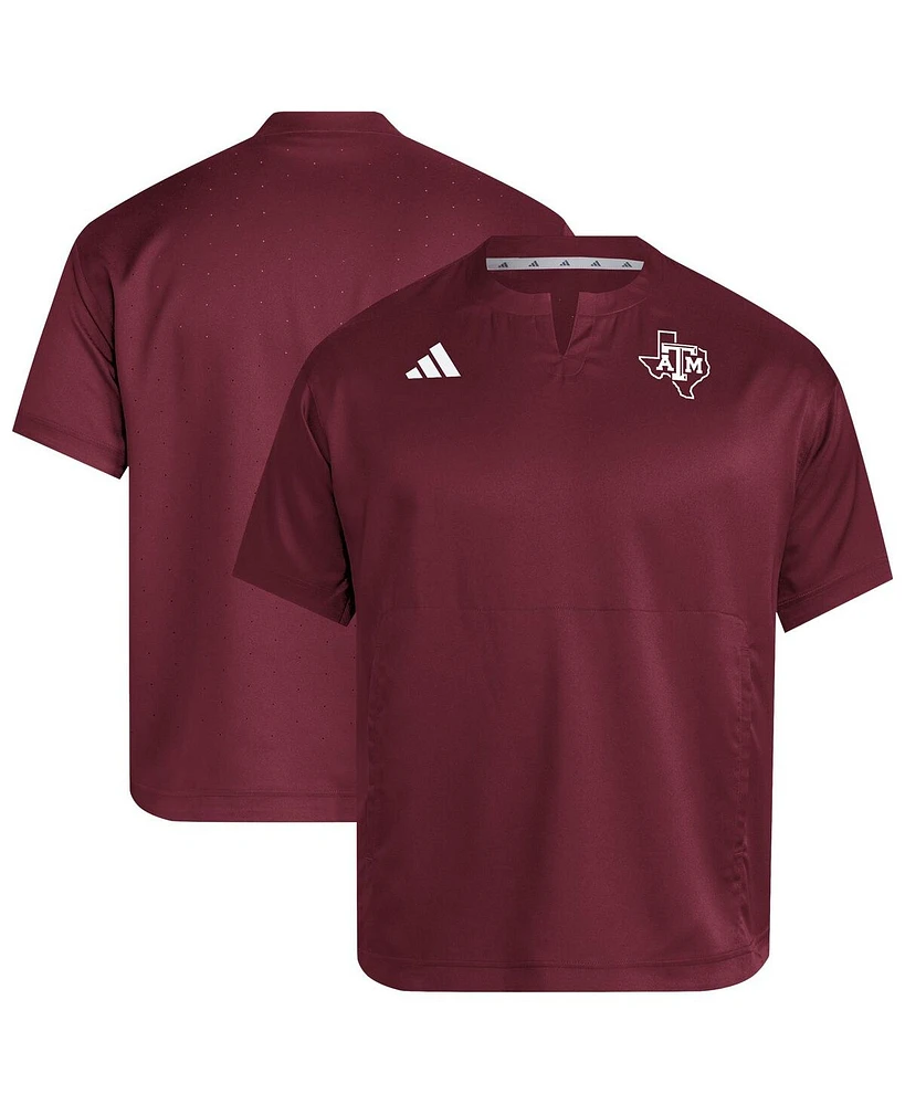 Adidas Men's Maroon Texas A&M Aggies Dugout Coaches Adizero Notch Neck Pullover T-Shirt
