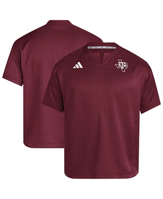 Adidas Men's Maroon Texas A&M Aggies Dugout Coaches Adizero Notch Neck Pullover T-Shirt