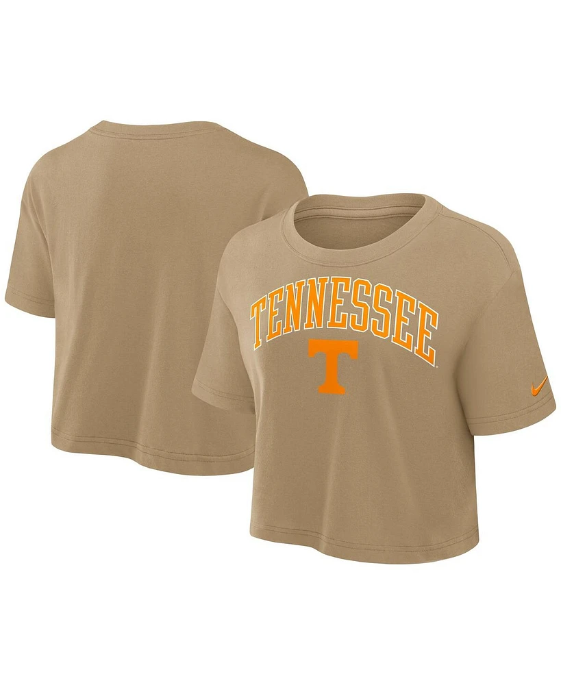 Nike Women's Tan Tennessee Volunteers Power Pursuit Athletic Prep Arch Performance Cropped T-Shirt