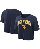Nike Women's Navy West Virginia Mountaineers Power Pursuit Athletic Prep Arch Performance Cropped T-Shirt