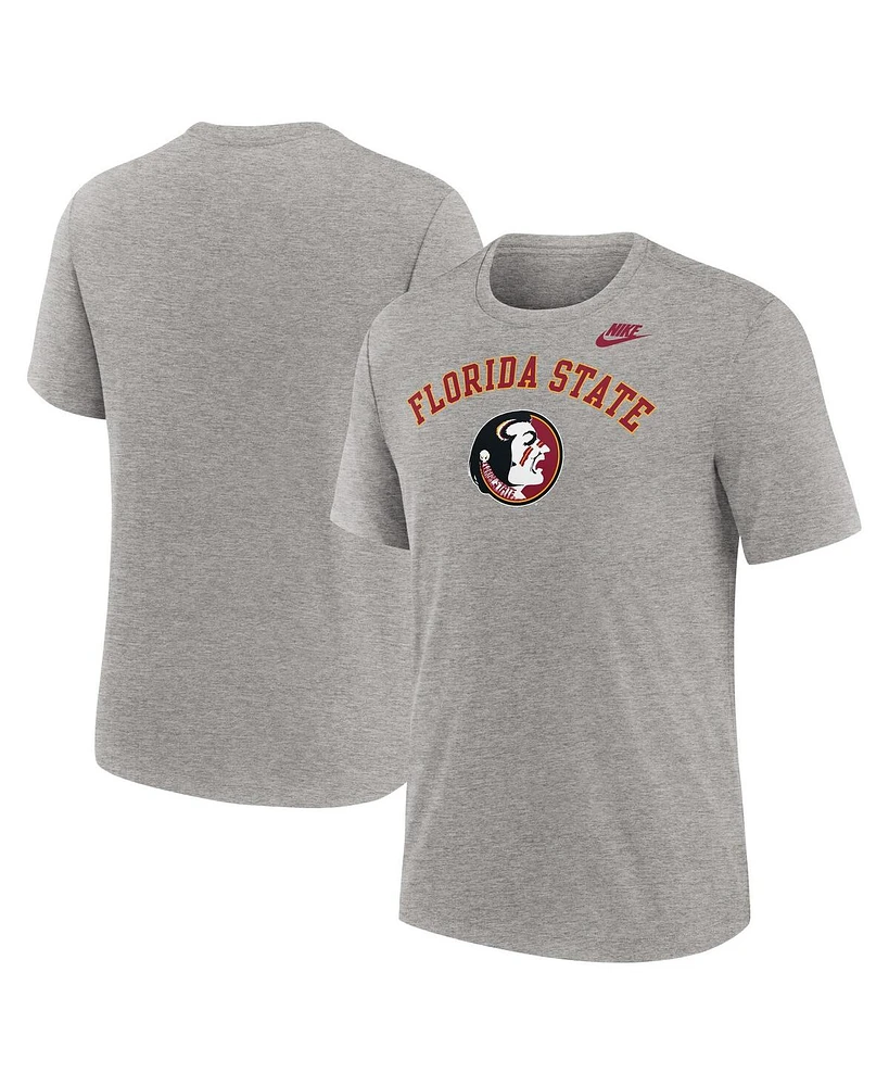 Nike Men's Heather Gray Florida State Seminoles Legacy Arch Tri-Blend T-Shirt