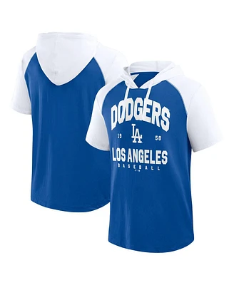 Fanatics Men's Royal Los Angeles Dodgers Prime Raglan Short Sleeve Hoodie T-Shirt