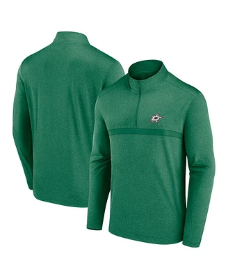 Logo Athletic Men's Heather Kelly Green Dallas Stars Head-to-Head Raglan Quarter-Zip Sweatshirt