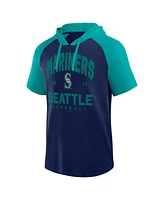 Fanatics Men's Navy Seattle Mariners Prime Raglan Short Sleeve Hoodie T-Shirt