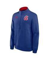 Nike Men's Royal Atlanta Braves Cooperstown Collection Fleece Half-Zip Pullover Hoodie