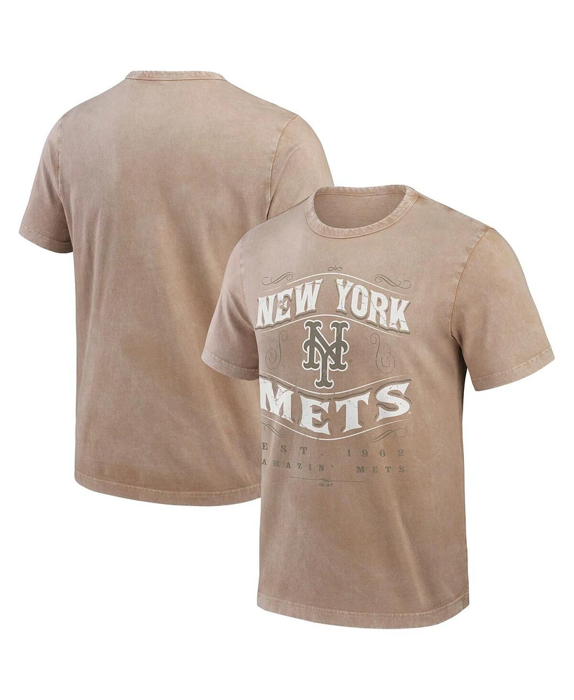 Fanatics Men's Tan New York Mets Sun Faded T-Shirt