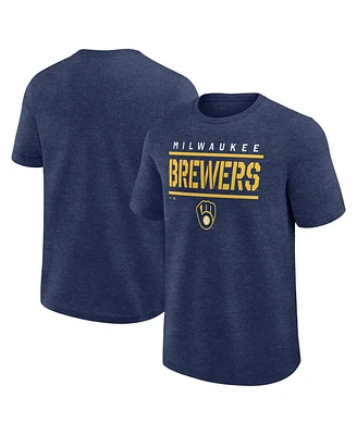 Fanatics Men's Heather Navy Milwaukee Brewers Top Notch T-Shirt
