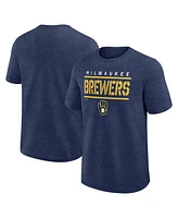 Fanatics Men's Heather Navy Milwaukee Brewers Top Notch T-Shirt