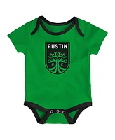 Outerstuff Newborn 3-Pack Green/Heather Gray Austin Fc Loyal Buddies Bodysuit Set