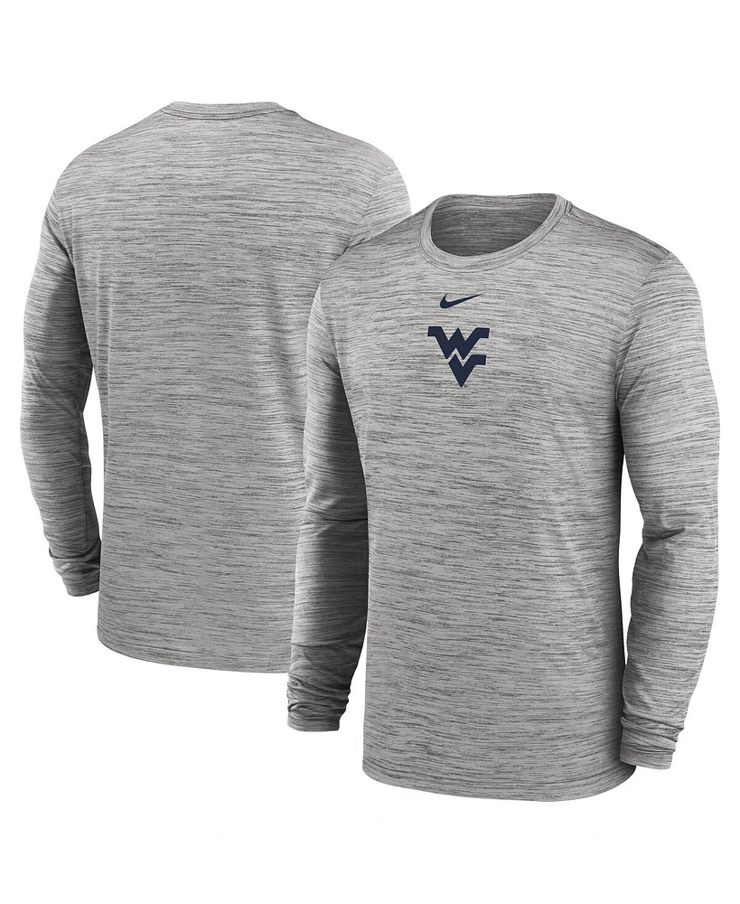 Nike Men's Gray West Virginia Mountaineers 2025 Sideline Velocity Performance Long Sleeve T-Shirt