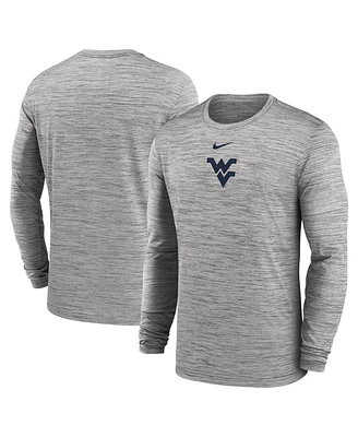 Nike Men's Gray West Virginia Mountaineers 2025 Sideline Velocity Performance Long Sleeve T-Shirt