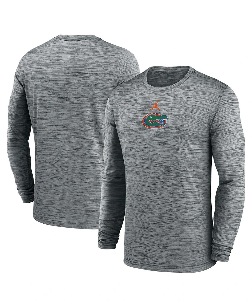 Jordan Men's Charcoal Florida Gators 2025 Sideline Velocity Performance Long Sleeve T-Shirt