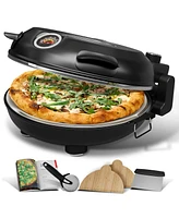 12 Inch Countertop Electric Indoor Stone Pizza Oven - Heats up to 790°F for Crispy Crust