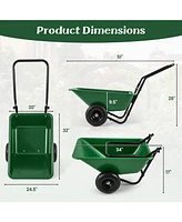 Dual-Wheel Wheelbarrow Garden Utility Cart with Pneumatic Tires