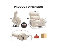 Heat Massage Dual Motor Infinite Position Up to 350 Lbs Large Electric Power Lift Recliners with Hidden Cup Holders, Power-Remote