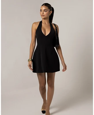 Heiress Beverly Hills Women's A-Line Plunging Neckline Flare Mini Dress