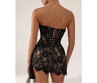 Heiress Beverly Hills Women's Lace Corset Draped Mini Dress