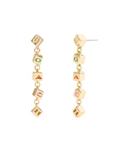 Coach Multi-Colored Signature Logo Enamel Cube Linear Earrings