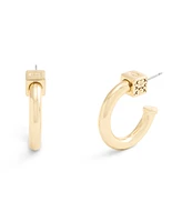 Coach Gold Signature Quilted Cube Chubby Hoop Earrings