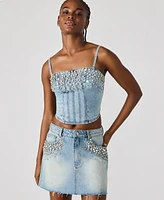 Steve Madden Women's Eras Embellished Cotton Denim Mini Skirt