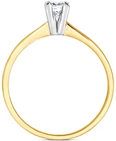 Diamond Princess Cut Solitaire Ring (1/4 ct. t.w.) in 14k Two-Tone Gold