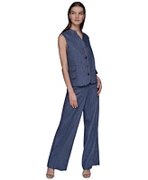 Karl Lagerfeld Paris Women's Pinstripe Button-Front Vest