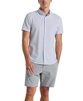 Perry Ellis Men's Slim Fit Short Sleeve Geo Print Button-Down Shirt