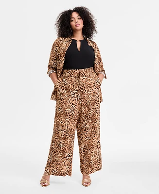 I.n.c. International Concepts Plus Cheetah Printed High-Rise Pants, Exclusively at Macy's