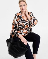 I.N.C. International Concepts Plus Sized Printed Kimono Wrap Top Skinny Leg Denim Jeans Exclusively At Macys