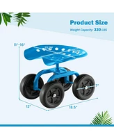 Garden Rolling Workseat with 360° Swivel Seat and Adjustable Height