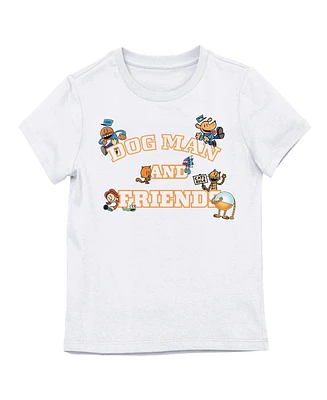 Dog Man Girls Friends Varsity Text Youth White Crew Neck Short Sleeve T-shirt - Xl