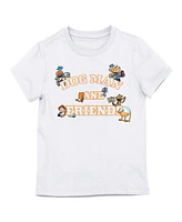 Dog Man Girls Friends Varsity Text Youth White Crew Neck Short Sleeve T-shirt - Xl