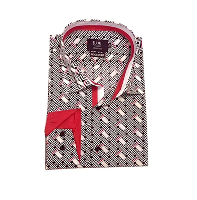 Elie Balleh Little Boys Black Slim Fit Print Button-Down Shirt