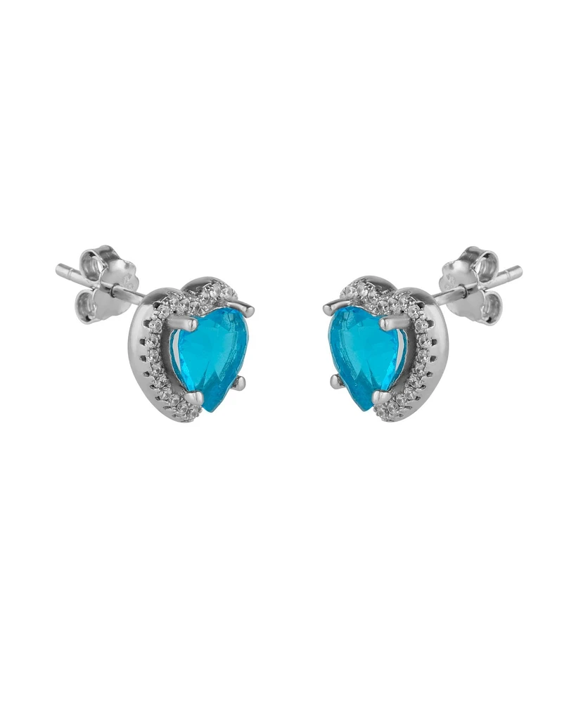 Spero London Heart Of Ocean Blue Sterling Silver Stud Earrings