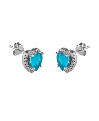 Spero London Heart Of Ocean Blue Sterling Silver Stud Earrings